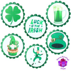 St. Patrick’s Day Cupcake Toppers Shamrock Beer Gnome Leprechaun Set 01