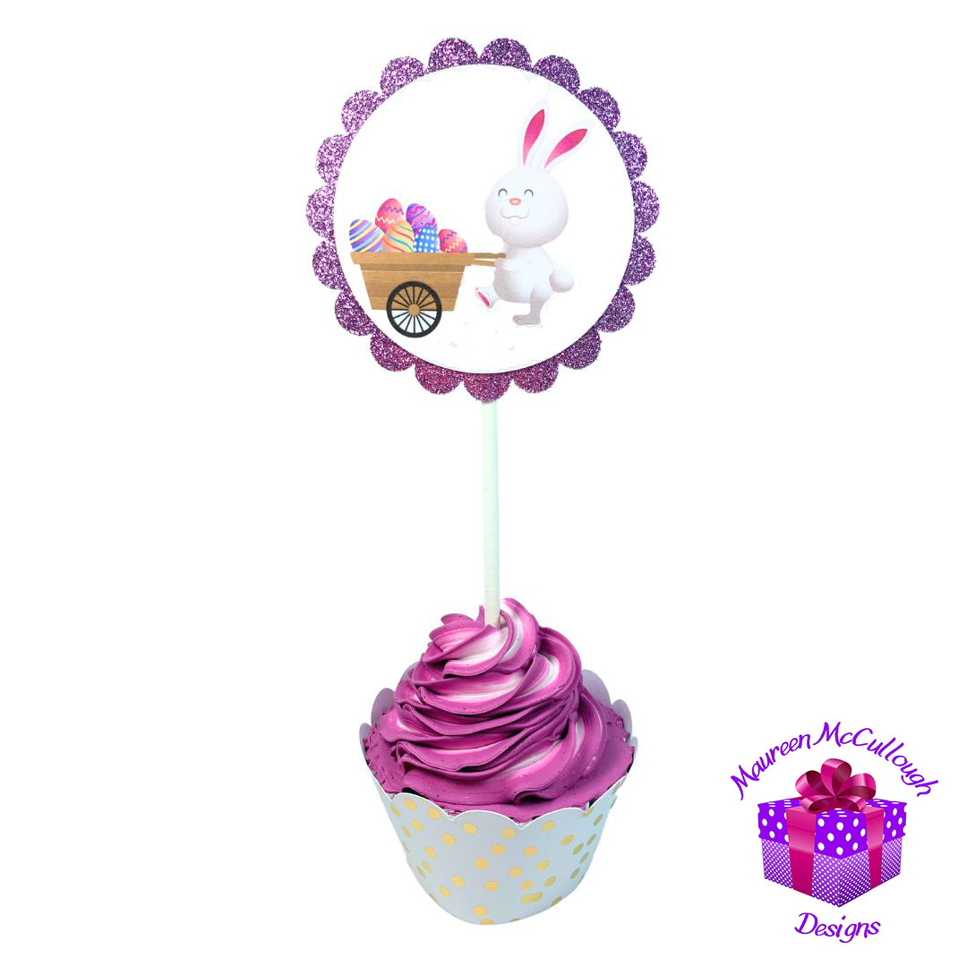 xr:d:DAFkVJP19RU:53,j:5772941477,t:23053017 Easter Party Cupcake Toppers Bunnies Chicks Eggs Set 01