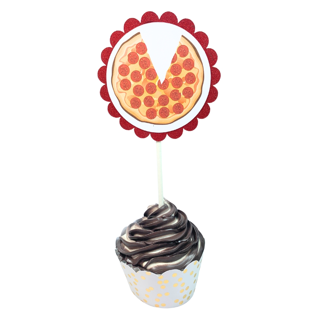 Fast Food Summer Fun Glitter Cupcake Toppers – Birthday Party Decorations