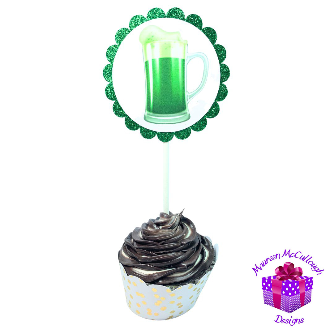 xr:d:DAFkUvBjyqg:58,j:5723020123,t:23053002 St. Patrick’s Day Cupcake Toppers Shamrock Beer Gnome Leprechaun Set 01