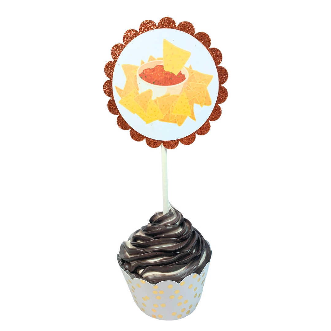 Fast Food Summer Fun Glitter Cupcake Toppers – Birthday Party Decorations