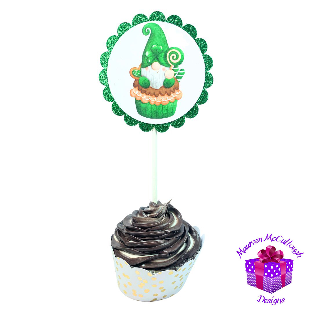 xr:d:DAFkUvBjyqg:58,j:5723020123,t:23053002 St. Patrick’s Day Cupcake Toppers Shamrock Beer Gnome Leprechaun Set 01