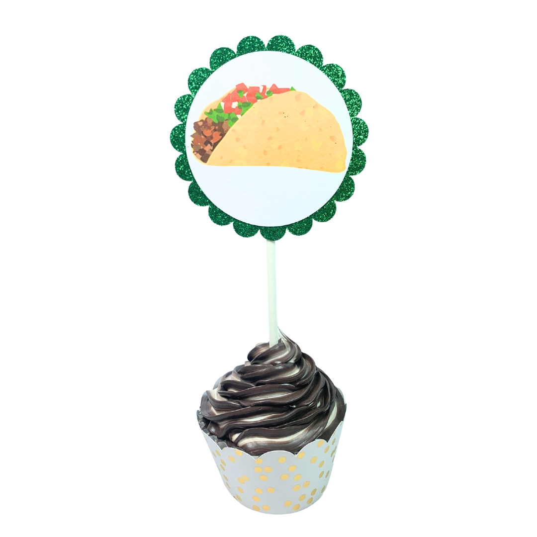 Fast Food Summer Fun Glitter Cupcake Toppers – Birthday Party Decorations Set 01