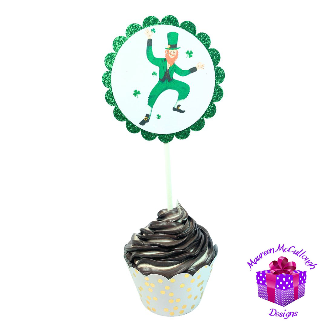 xr:d:DAFkUvBjyqg:58,j:5723020123,t:23053002 St. Patrick’s Day Cupcake Toppers Shamrock Beer Gnome Leprechaun Set 01