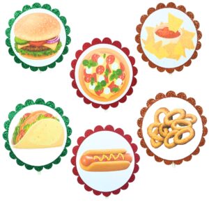 Fast Food Summer Fun Glitter Cupcake Toppers – Birthday Party Decorations Set 02