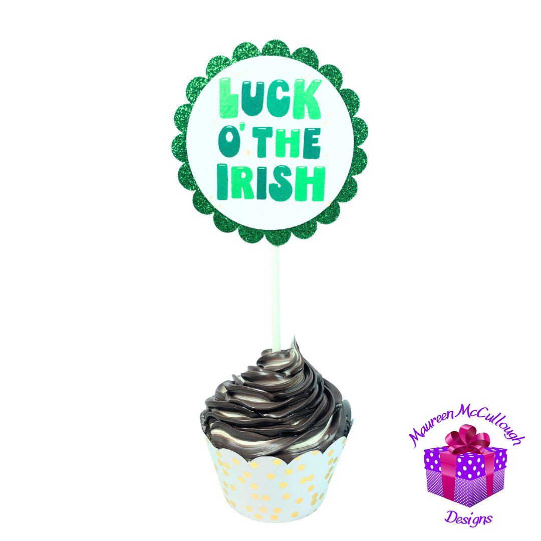 St. Patrick’s Day Cupcake Toppers Horseshoe Gnome Leprechaun Set 02