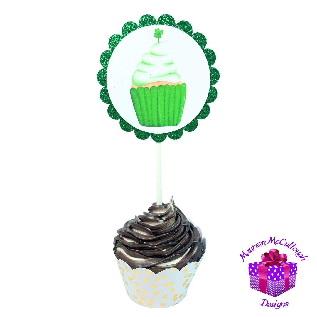 St. Patrick’s Day Cupcake Toppers Horseshoe Gnome Leprechaun Set 02