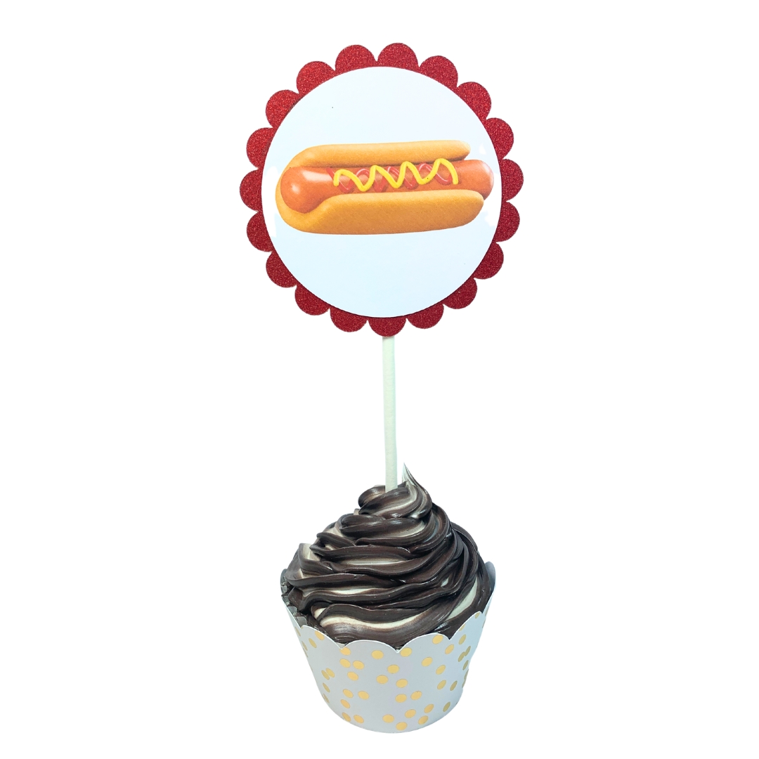 Fast Food Summer Fun Glitter Cupcake Toppers – Birthday Party Decorations Set 02
