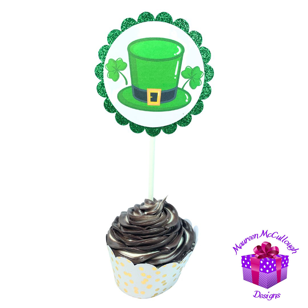 St. Patrick’s Day Cupcake Toppers Horseshoe Gnome Leprechaun Set 02