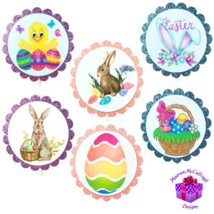Easter Party Cupcake Toppers Bunnies Chicks Eggs Set 03