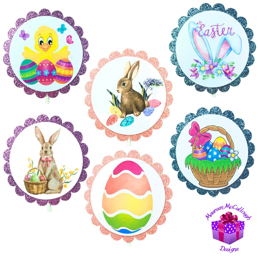 xr:d:DAFkVJP19RU:53,j:5772941477,t:23053017 Easter Party Cupcake Toppers Bunnies Chicks Eggs Set 03