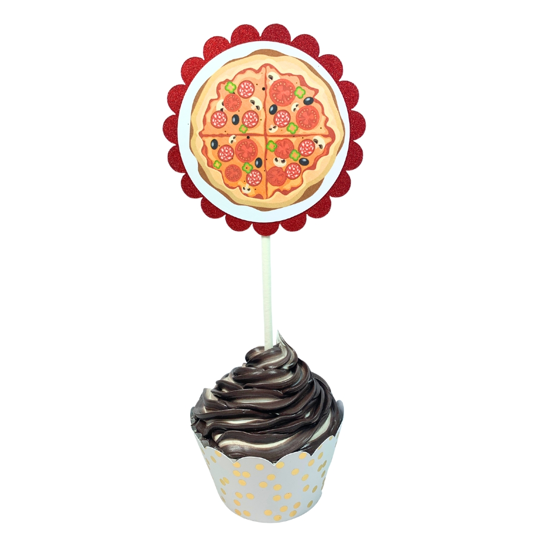Fast Food Summer Fun Glitter Cupcake Toppers – Birthday Party Decorations Set 03