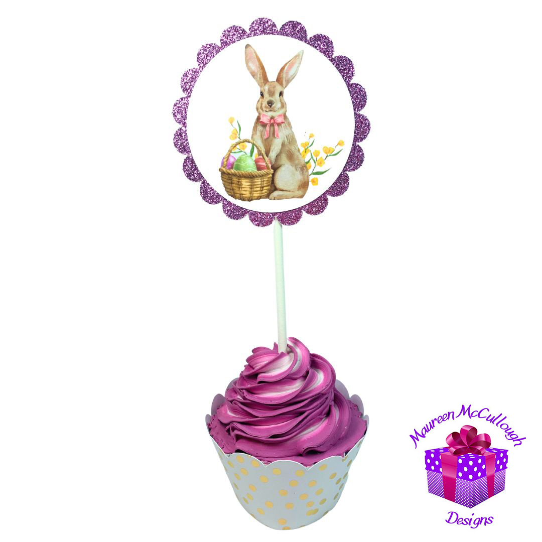 xr:d:DAFkVJP19RU:53,j:5772941477,t:23053017 Easter Party Cupcake Toppers Bunnies Chicks Eggs Set 03