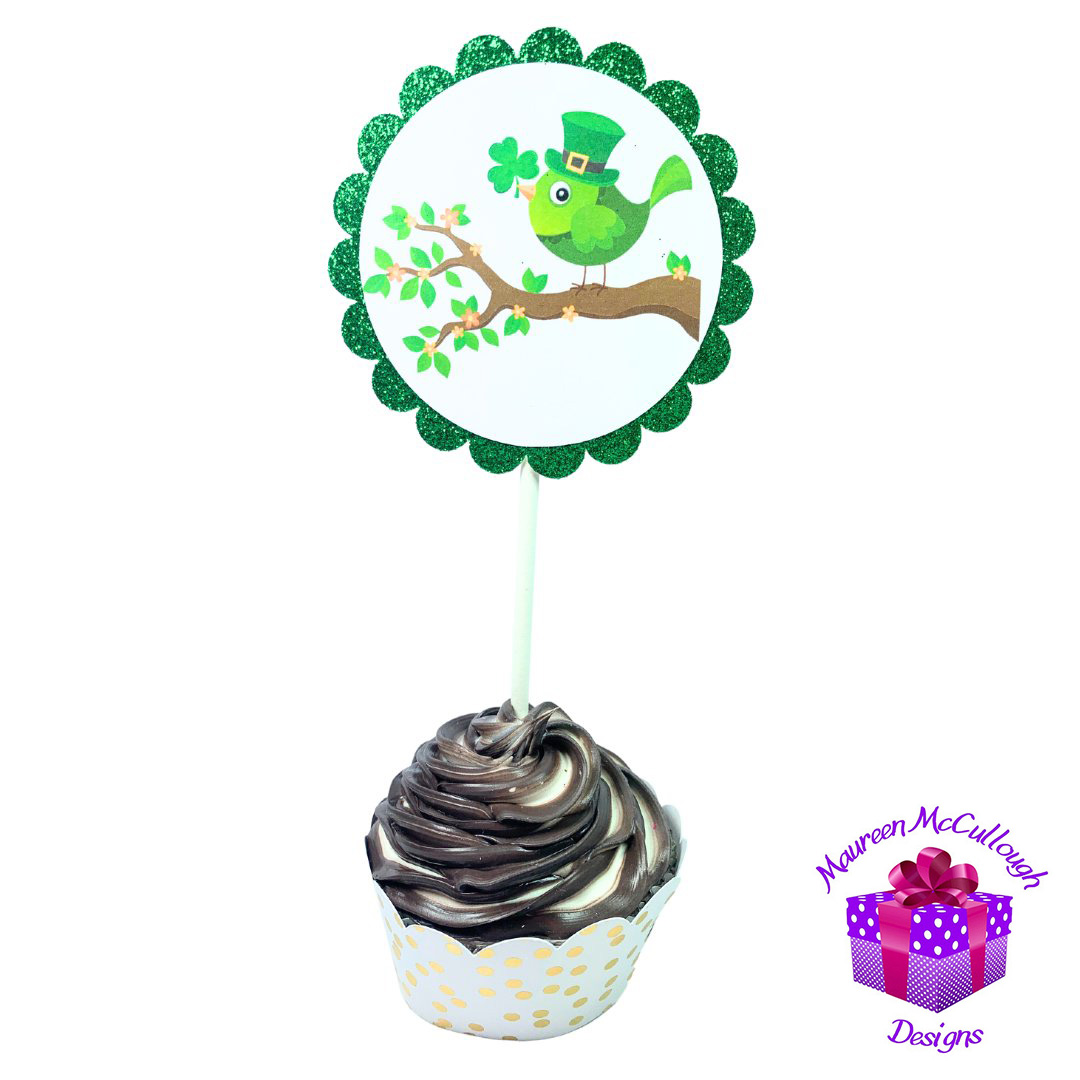 St. Patrick’s Day Cupcake Toppers Pot of Gold Clover Leprechauns Set 03