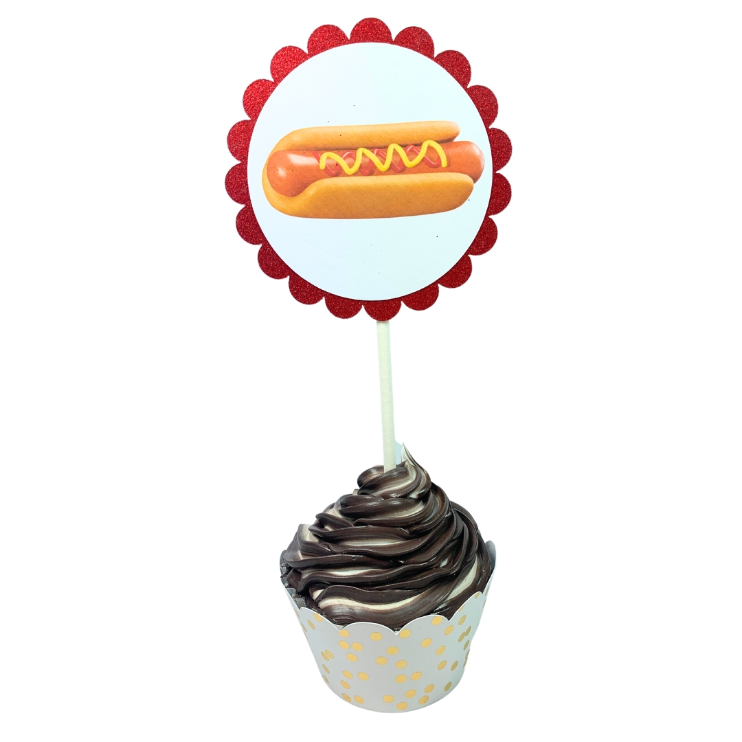 Fast Food Summer Fun Glitter Cupcake Toppers – Birthday Party Decorations Set 03
