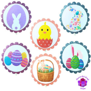 Easter Party Cupcake Toppers Bunnies Chicks Eggs Set 04