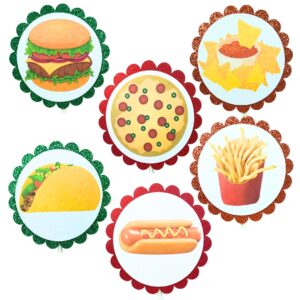 Fast Food Summer Fun Glitter Cupcake Toppers – Birthday Party Decorations Set 04