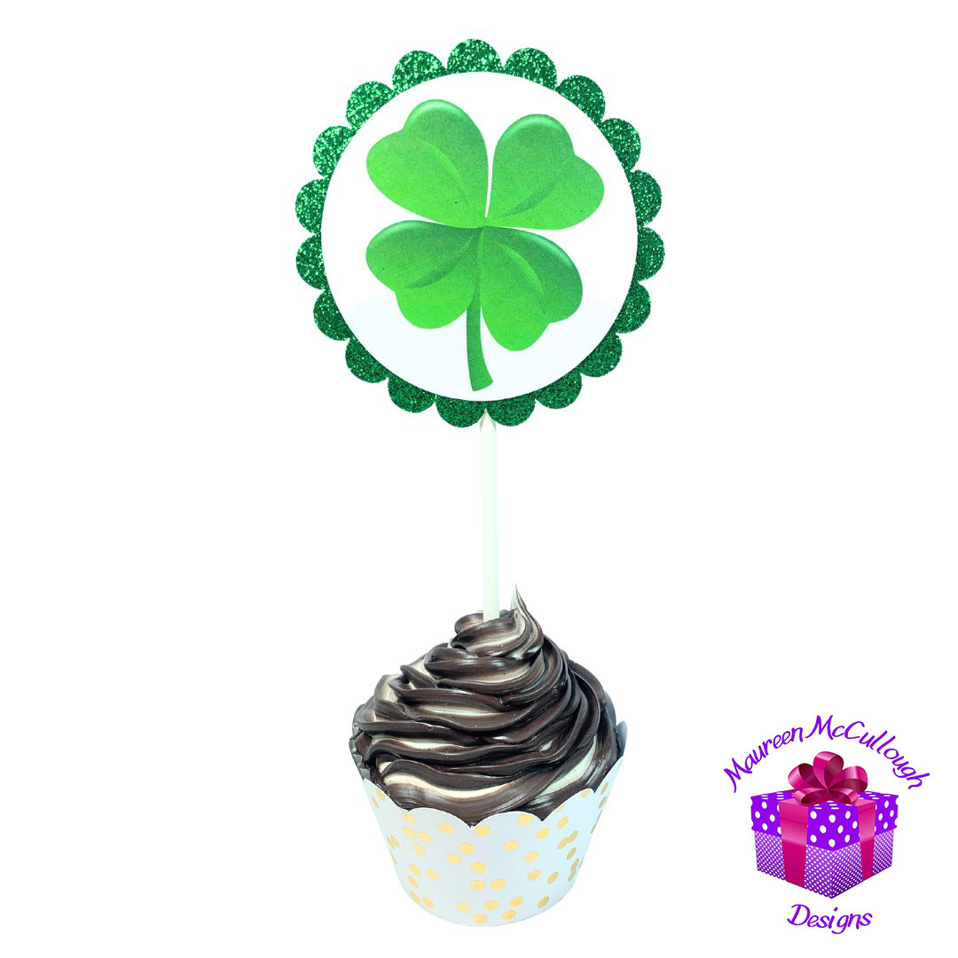 St. Patrick’s Day Cupcake Toppers Gnome Clover Beer Set 04
