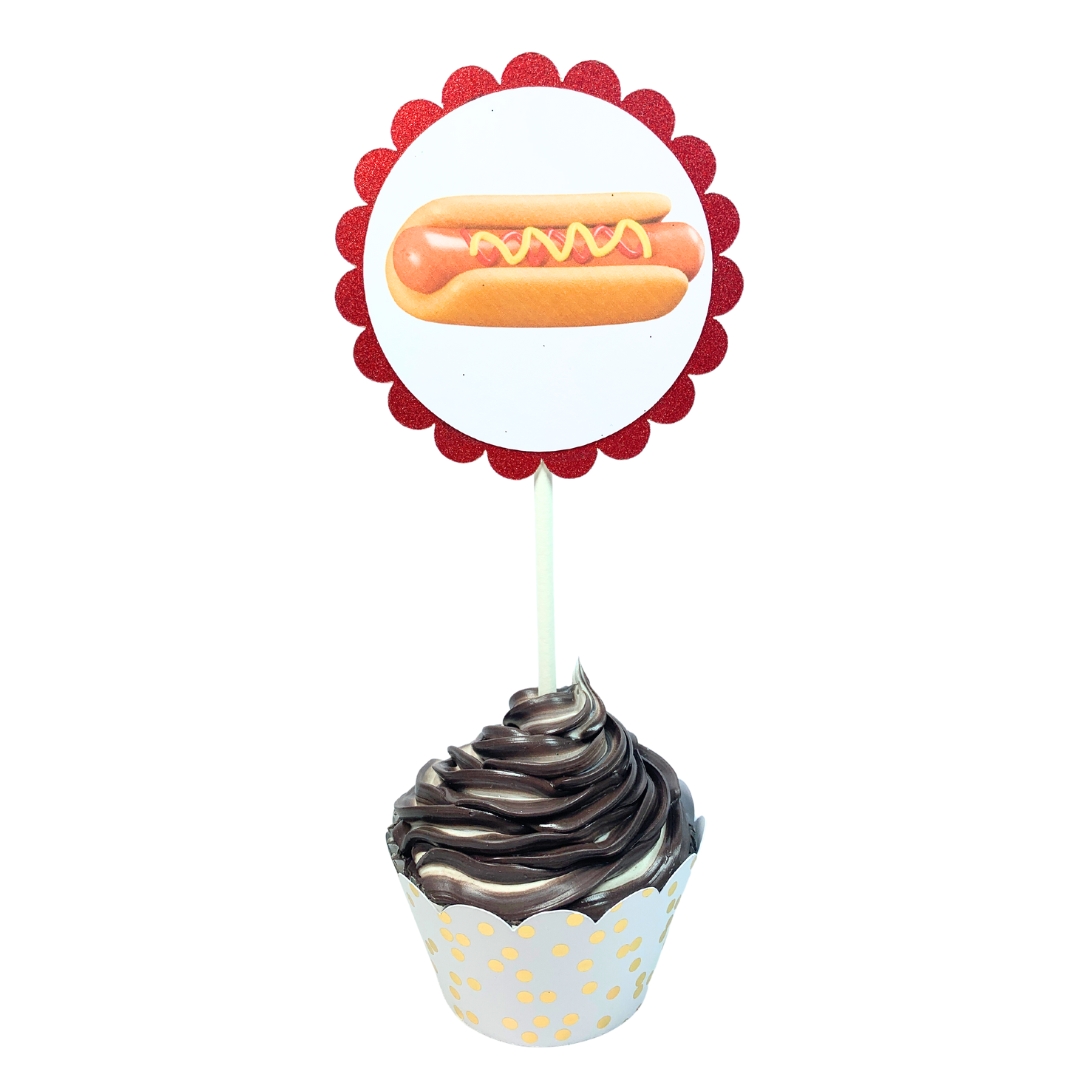 Fast Food Summer Fun Glitter Cupcake Toppers – Birthday Party Decorations Set 04