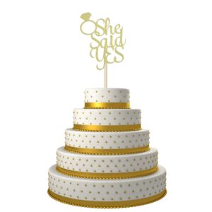 Wedding Engagement She Said Yes Engagement Ring Cake Topper