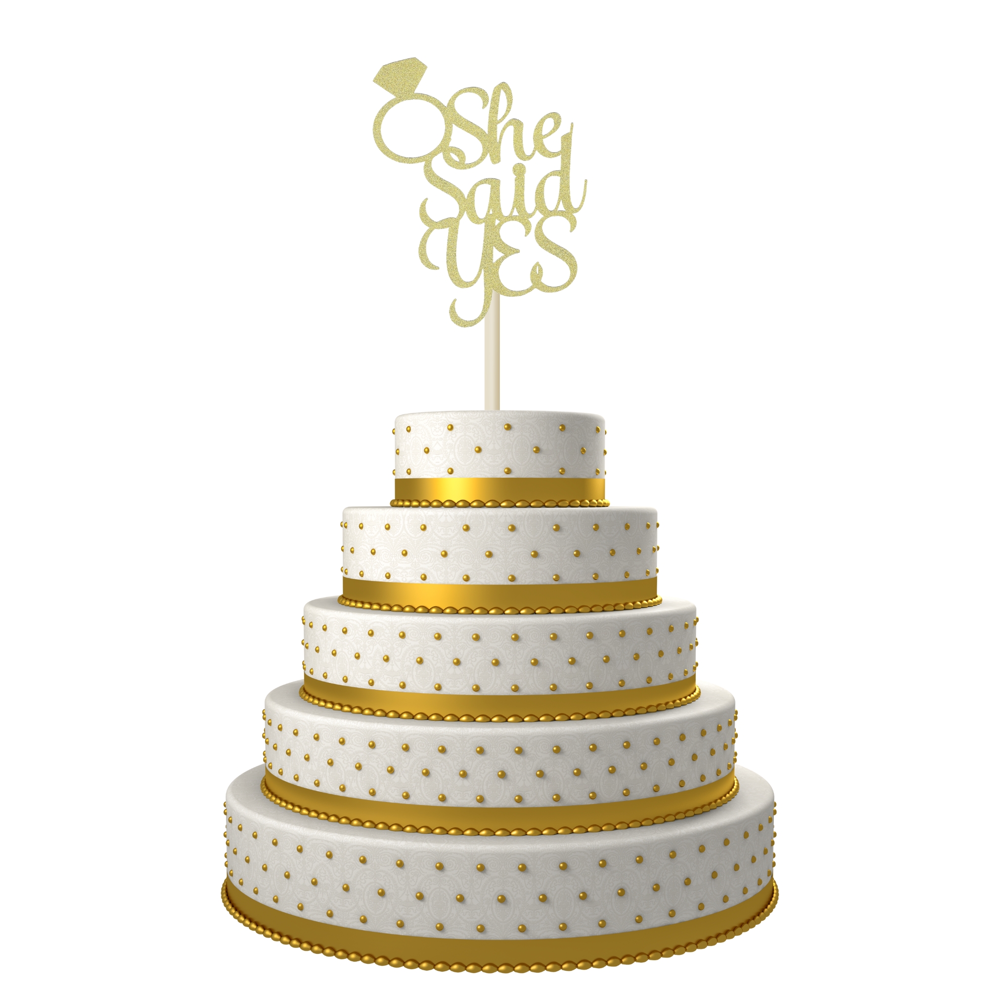 Wedding Engagement She Said Yes Engagement Ring Cake Topper