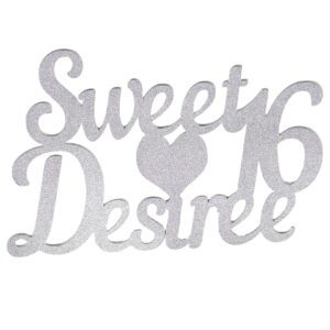 Happy Sweet 16 Glitter Cake Topper with Heart – Personalized Any Name – Birthday Party Decoration