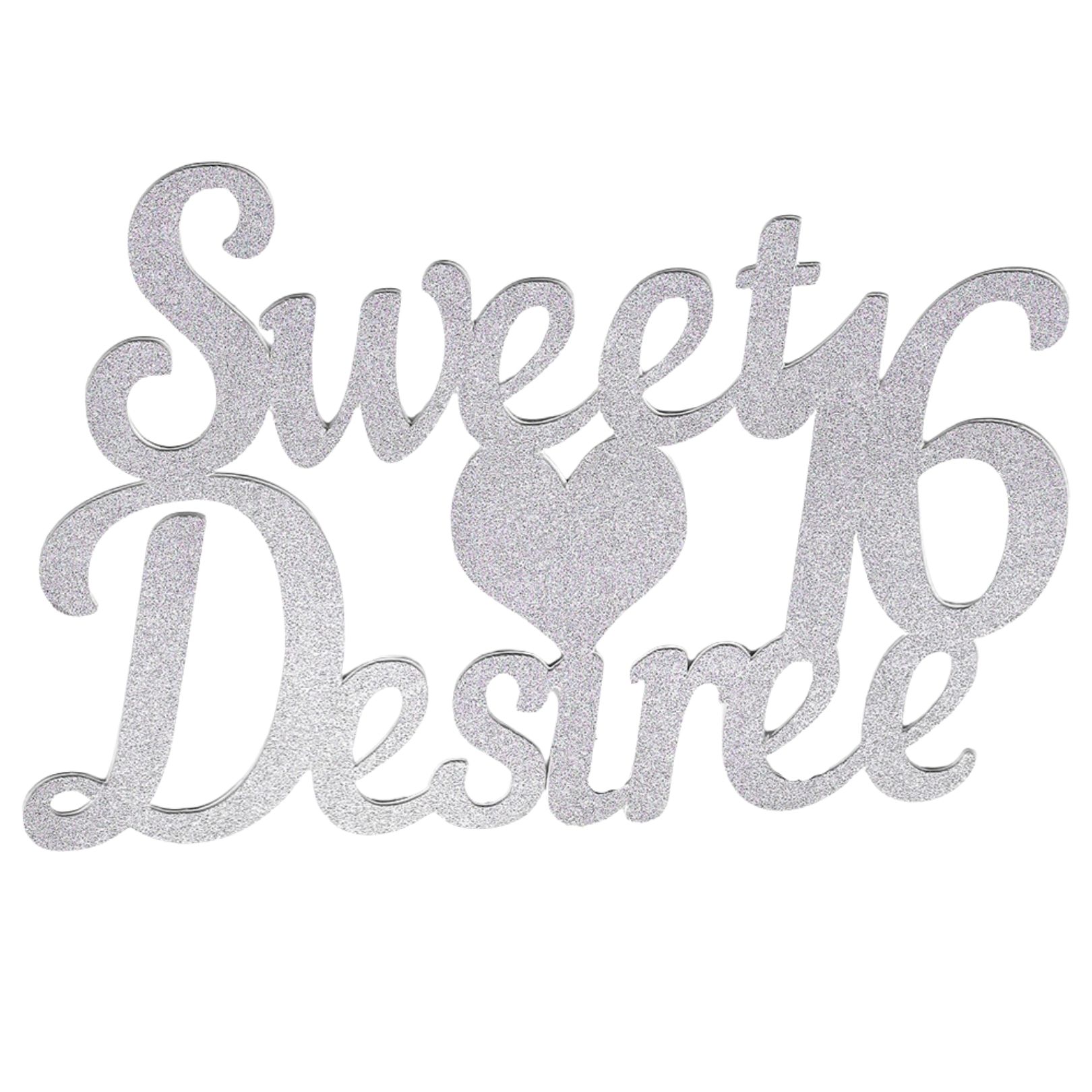 Happy Sweet 16 Glitter Cake Topper with Heart – Personalized Any Name – Birthday Party Decoration