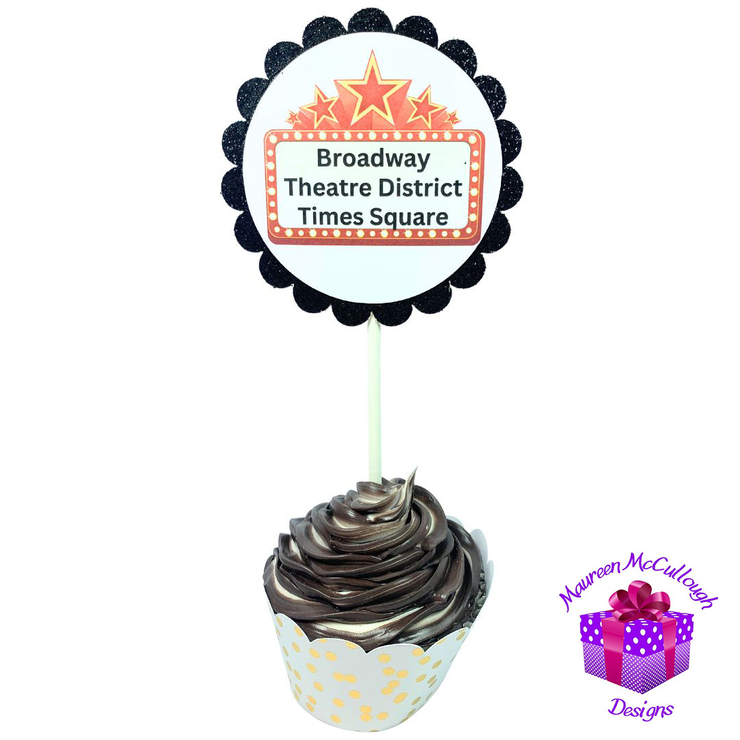 New York City Skyline Glitter Cupcake Toppers – Birthday Party Decorations – Set of 12