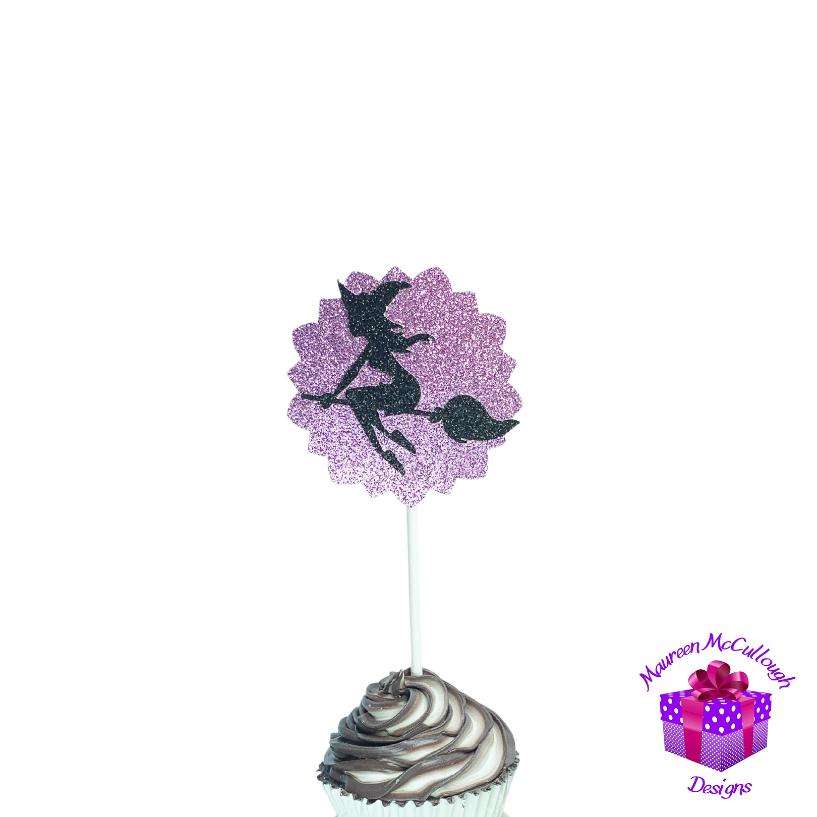 Halloween Cupcake Toppers Pumpkin Ghost Cat Witch Lavender Moon Set 03