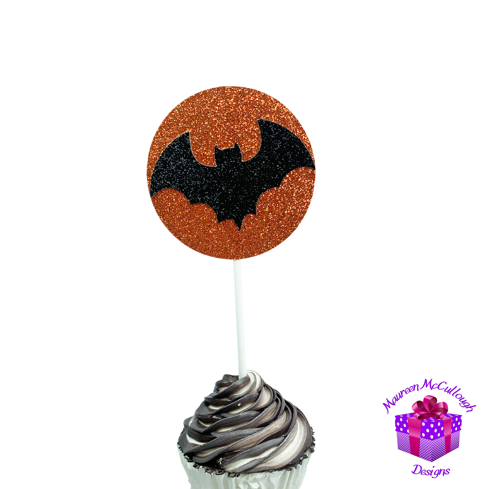Halloween Cupcake Toppers Pumpkin Ghost Bat Witch Silver Moon Set 08