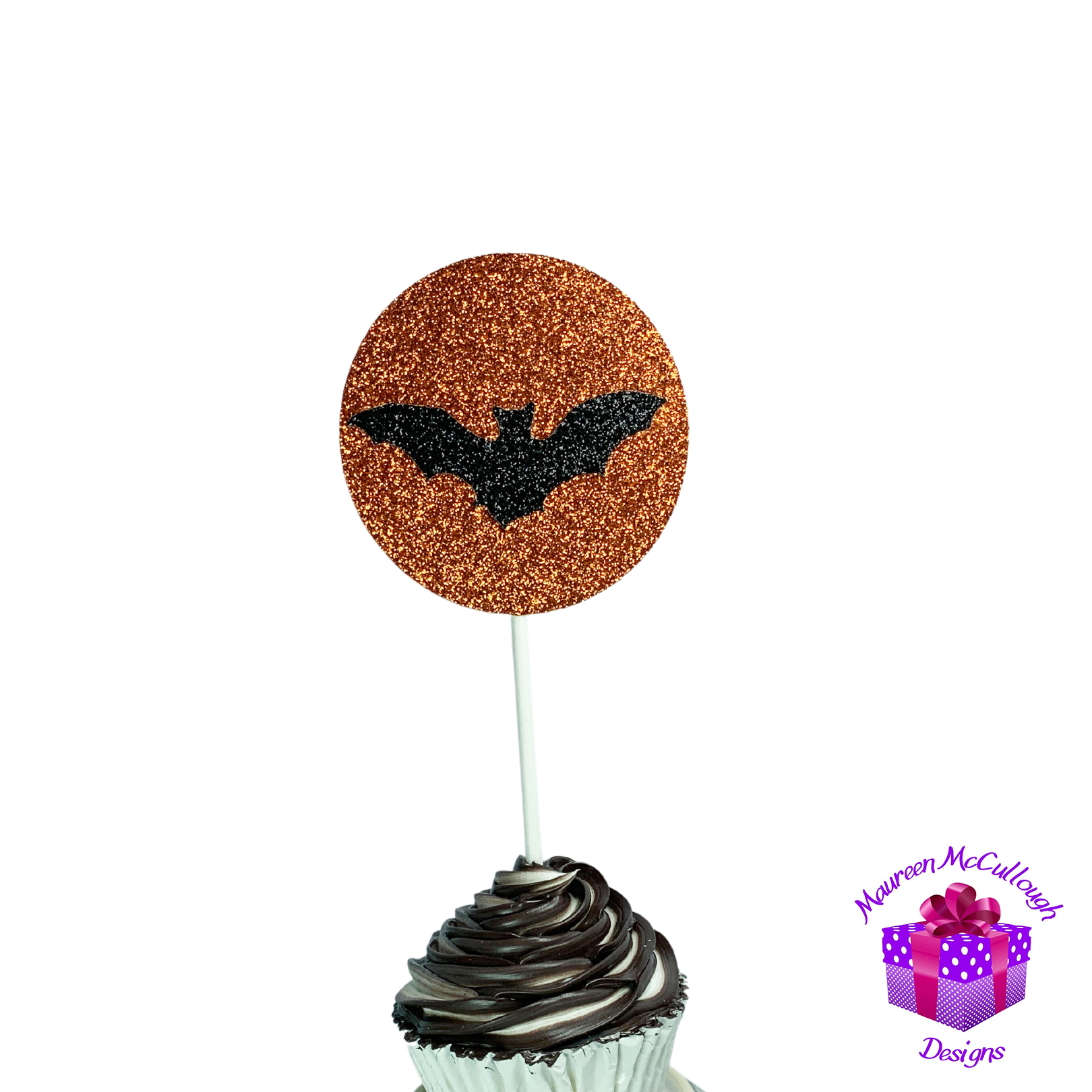 Halloween Cupcake Toppers Pumpkin Ghost Bat Witch Crescent Moon Set 05