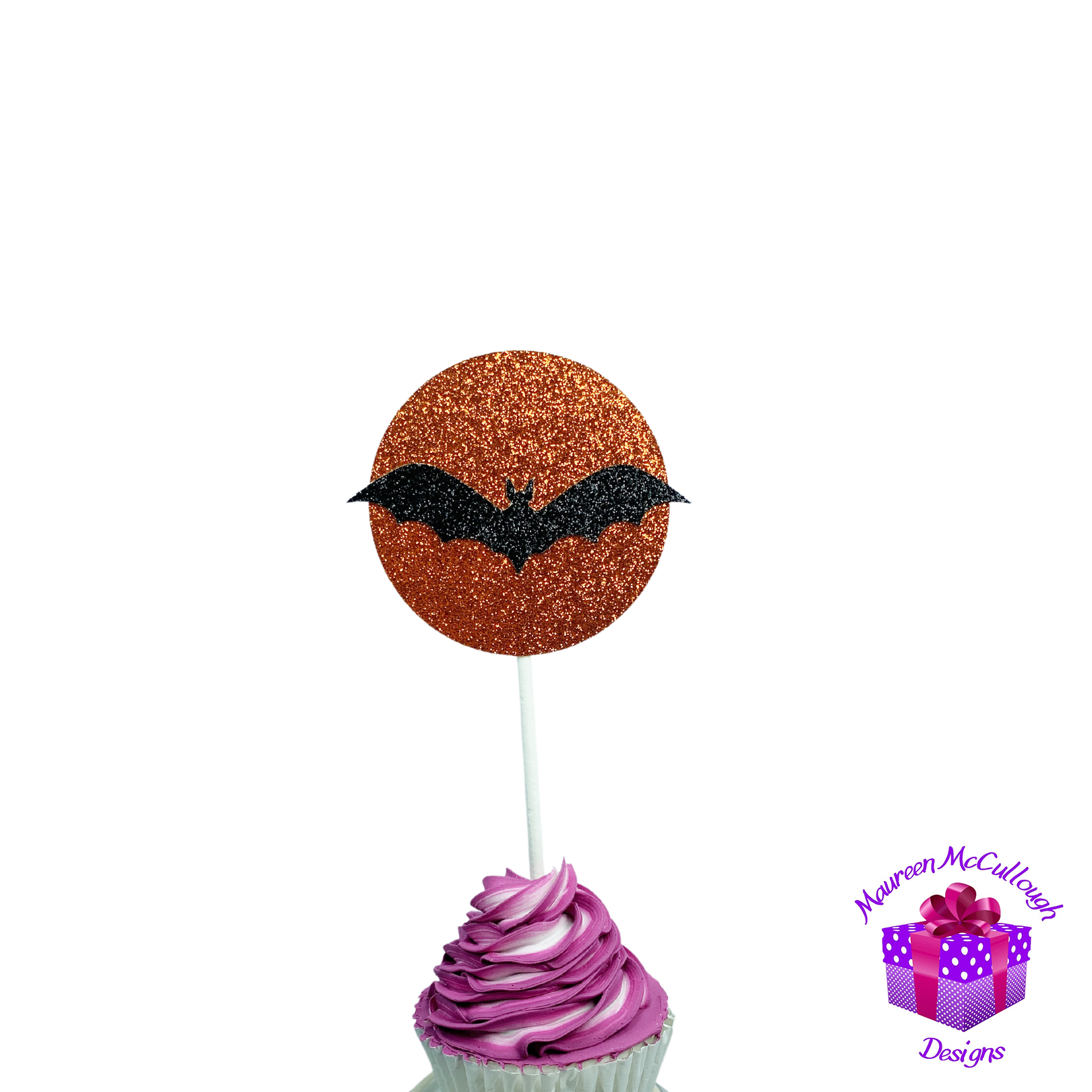 Halloween Cupcake Toppers Pumpkin Ghosts Bat Witch Crescent Moon Set 07