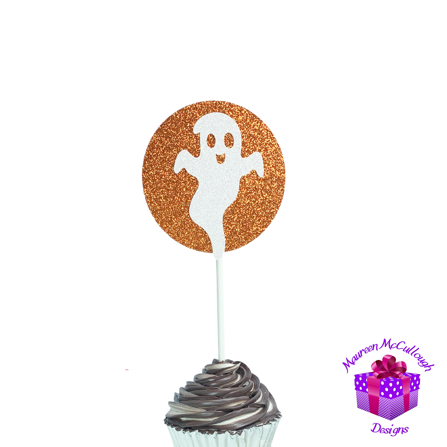 Halloween Cupcake Toppers Pumpkin Ghost Cat Witch Purple Moon Set 02