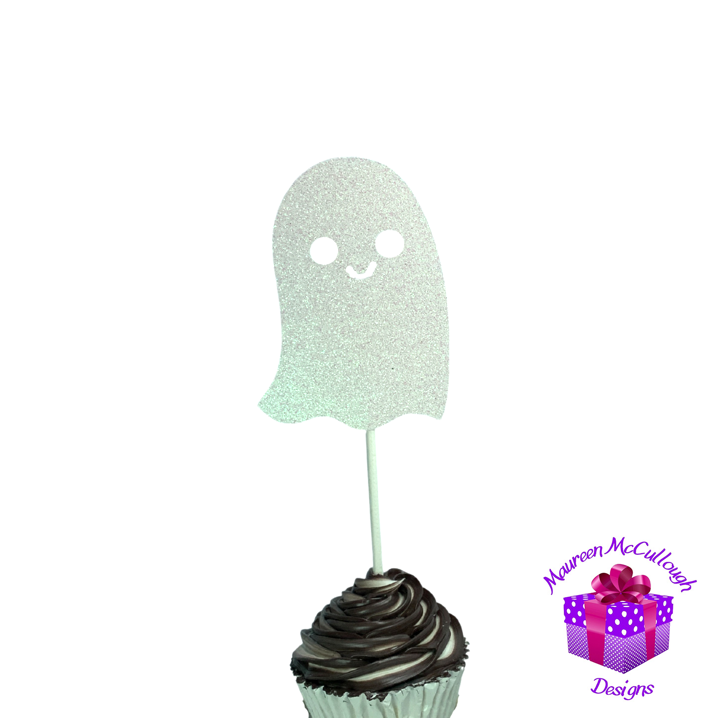 Halloween Cupcake Toppers Pumpkin Ghost Bat Witch Crescent Moon Set 05
