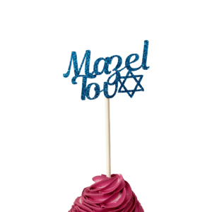 Mazel Tov Cupcake Topper with Star of David – Wedding or Celebration Decor