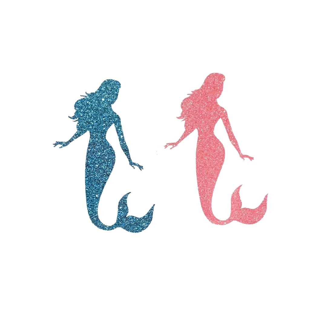 Mermaid Under the Sea Whale Tail Glitter Cupcake Toppers – Birthday Party Decorations – Custom Color