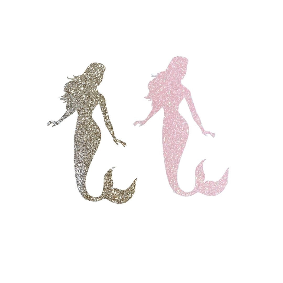 Mermaid Under the Sea Whale Tail Glitter Cupcake Toppers – Birthday Party Decorations – Custom Color