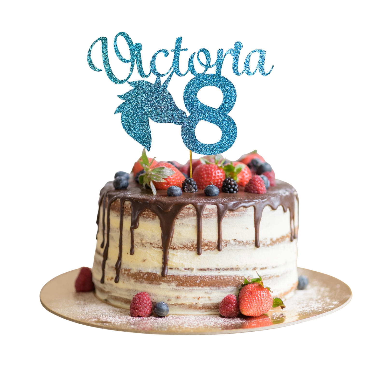 Unicorn Personalized Name and Age Cake Topper – Style 03