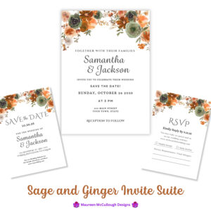Wedding Invitation Suite RSVP Save the Date Bespoke Watercolor Made to Order | Sage and Ginger