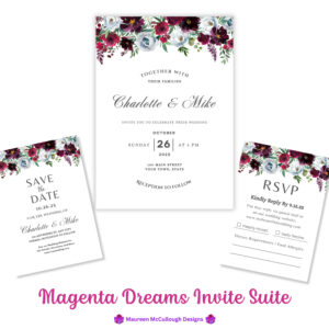 Wedding Invitation Suite RSVP Save the Date Bespoke Watercolor Made to Order | Magenta Dreams