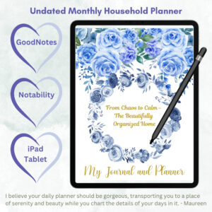 Blue Roses Household Management Digital Planner