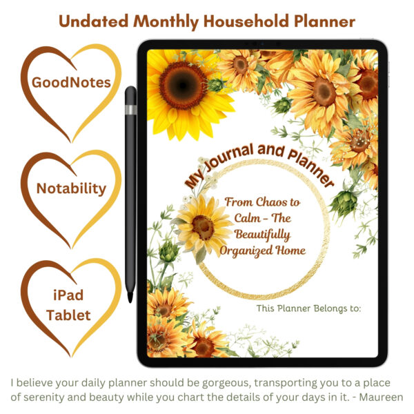 Sunflowers Household Management Digital Planner
