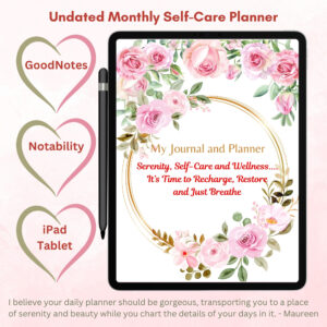Pink Roses Self Care Digital Planner