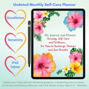 Tropical Flowers Self Care Digital Planner