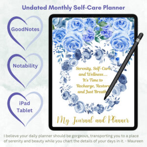 Blue Roses Self Care iPad Digital Planner