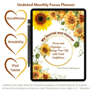 Sunflowers Focus ADHD Neurodivergent iPad Digital Planner