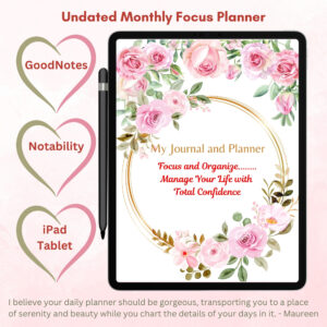 Pink Roses Focus ADHD Neurodivergent iPad Digital Planner