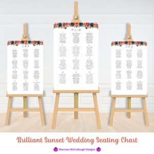 Brilliant Sunset Wedding Seating Chart Bespoke Watercolor Made to Order