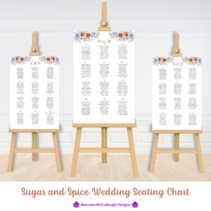 Sugar and Spice Wedding Seating Chart Bespoke Watercolor Made to Order