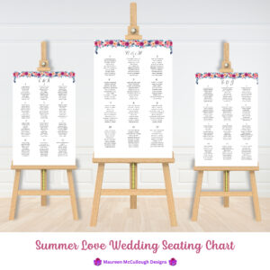 Summer Love Wedding Seating Chart Bespoke Watercolor Made to Order